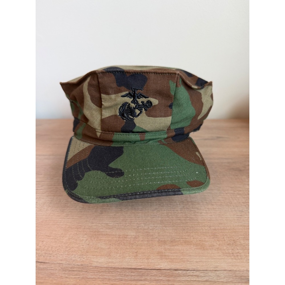 Tru-Spec Vanguard USMC Woodland Camo Utility Cover Hat EGA Embroidered Cotton LG